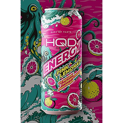 Напиток безалкогольный тонизирующий энергетический " HQD ENERGY PINK LEMONADE" грейпфрутовый лимонад 0,45 мл