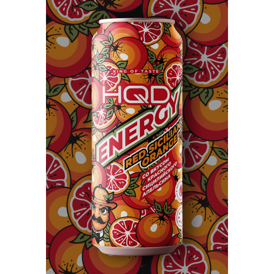 Напиток безалкогольный тонизирующий энергетический " HQD ENERGY SICILIAN ORANGE" сицилийский апельсин 0,45 мл