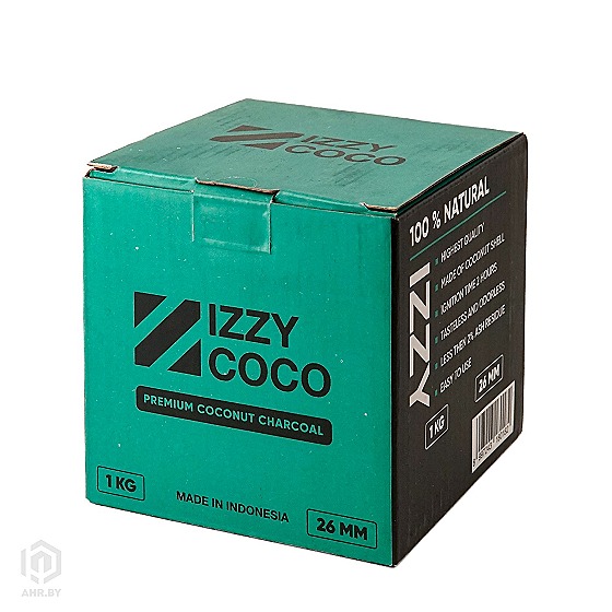 Уголь кокосовый Izzy Coco 26 мм 64 куб/пачка 1 кг, Индонезия